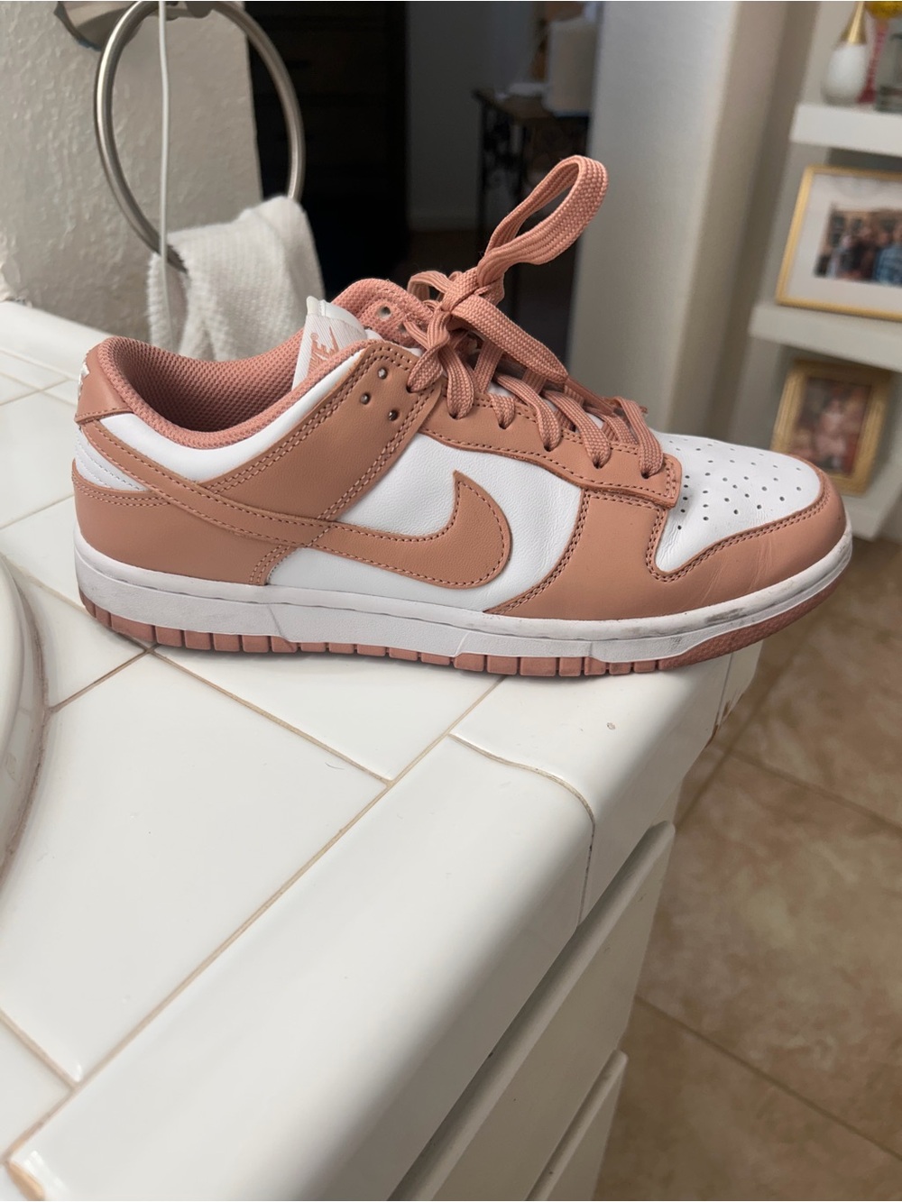 Nike Women's Low-Top Sneakers in Rose Tan and White